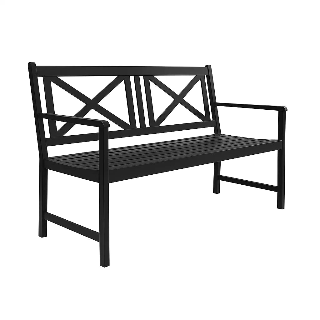 Gartenbank Stahl Schwarz 128cm