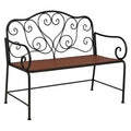 Metallbank Schwarz mit Massivholzsitz 122x60x85 cm