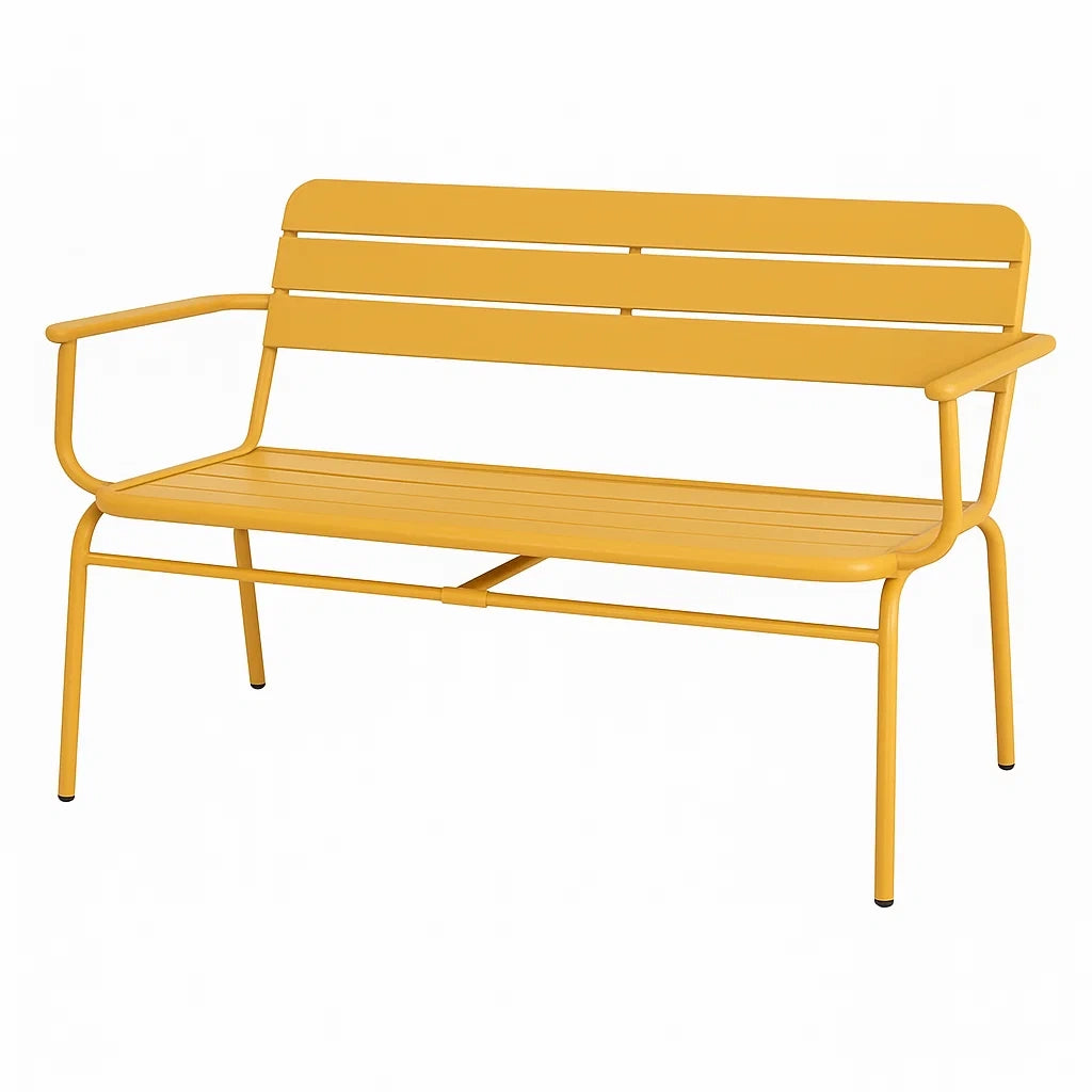 Gartenbank Metall Gelb 2-Sitzer 120cm