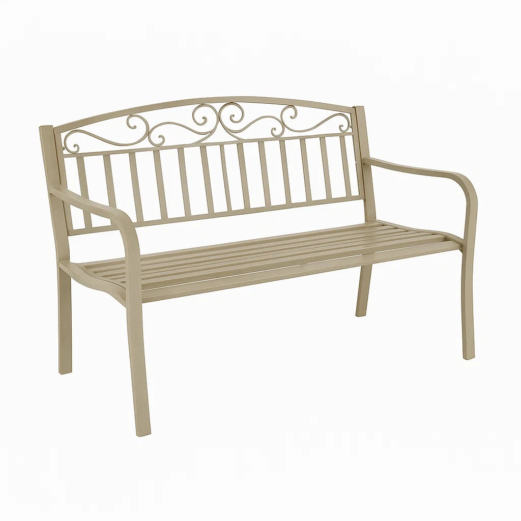 Gartenbank aus Metall Beige 130cm