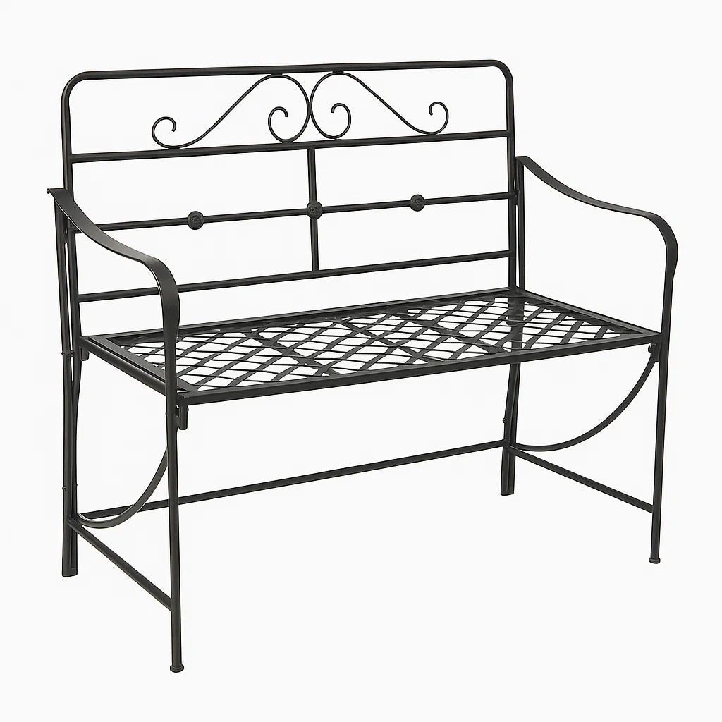 Metall Gartenbank Schwarz 2-Sitzer
