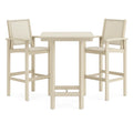 Bar-Set: Tisch mit 2 Hockern aus Massivholz und Polyester in Beige