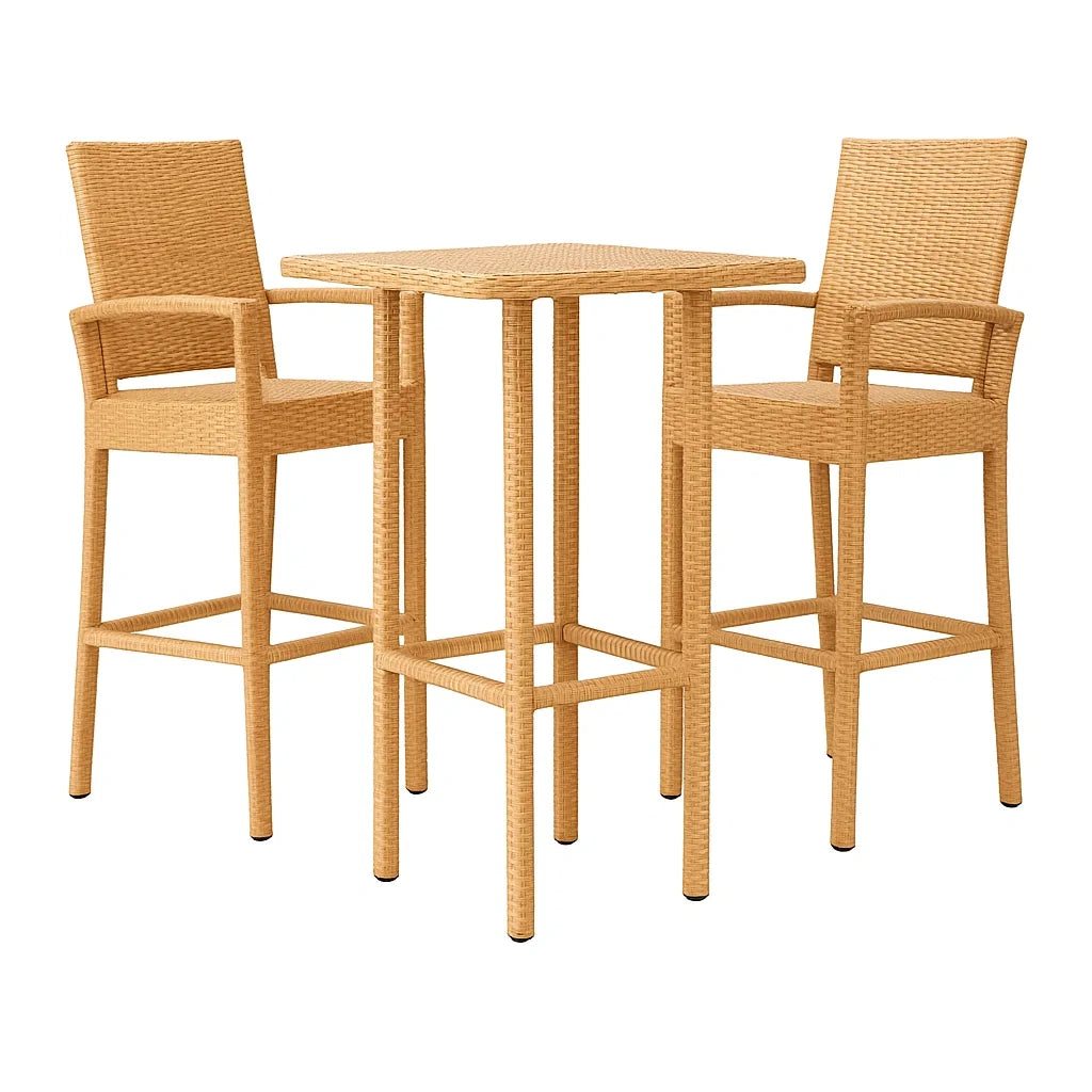 Bistro-Set aus Kunststoffgeflecht Beige 3-teilig