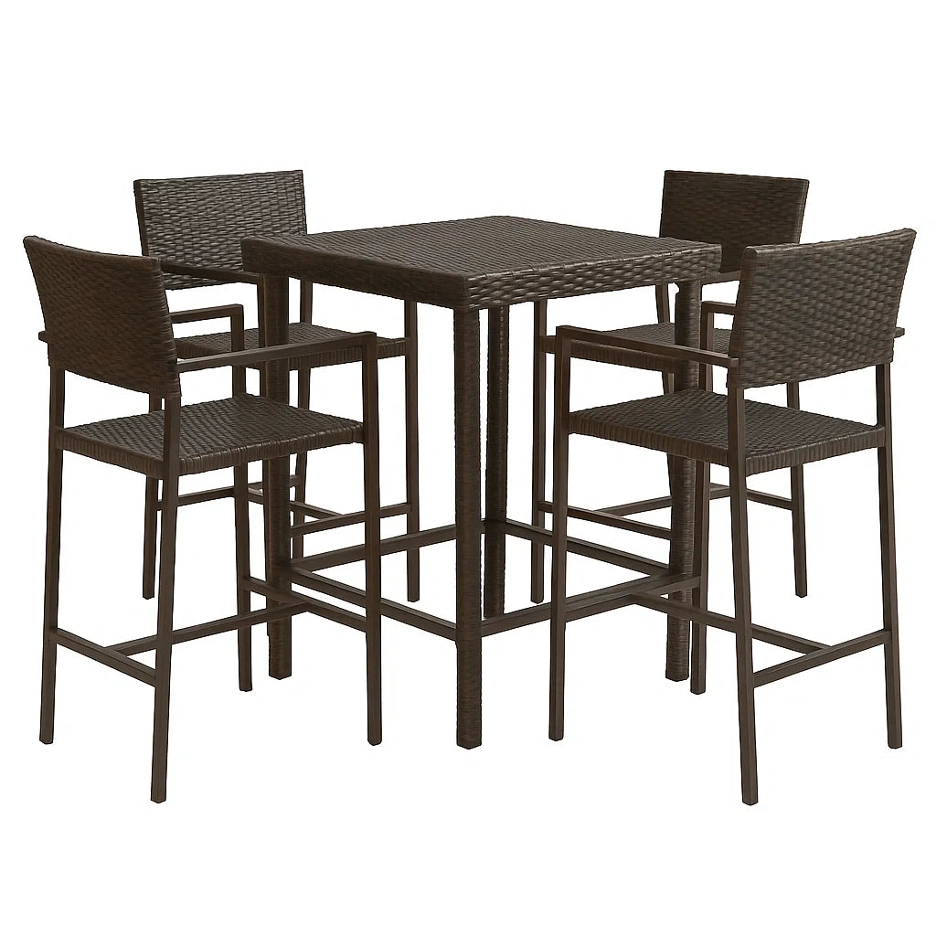 Gartenmöbelset aus Polyrattan mit Tisch und 4 Stühlen Braun