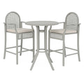 Aluminium Gartenmöbel-Set in Grau mit 2 Barstühlen und rundem Tisch
