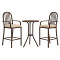 Metall Bistro-Set mit Rundtisch und Hochstühlen, Braun, Polyesterpolster