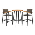 Barset mit Tisch und Stühlen aus Metall und Polyethylen Rattan in Braun und Schwarz