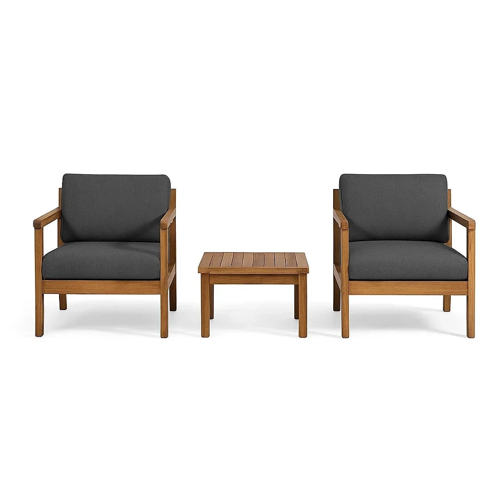 Holz Gartenmöbel-Set mit zwei Sesseln und Tisch