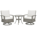 3-teiliges Gartenmöbel-Set aus Aluminium und Rattan mit Glastisch