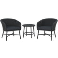 Gartenstuhl-Set aus Metall und Polyrattan Schwarz mit Rundtisch