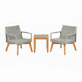 Gartenmöbel-Set 2 Sessel Grau Polyethylen-Rattan 1 Tisch Holz