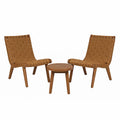 Gartenmöbel Set 2 Stühle und 1 Tisch Holz Braun Polyester