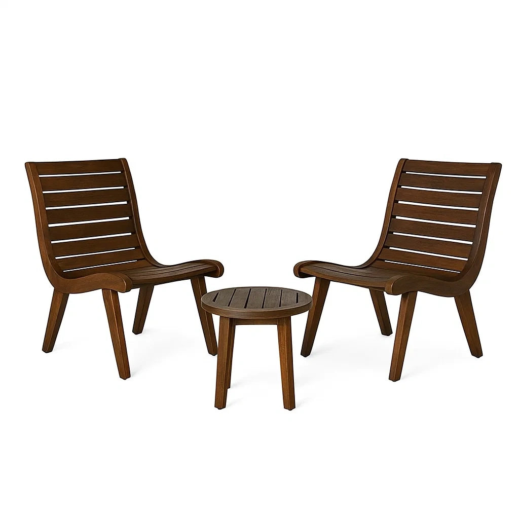 Holz Gartenmöbel Set Braun 2 Stühle und 1 Tisch