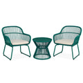 Metall- und Polyester-Gartenmöbel-Set Grün mit 2 Stühlen und Tisch