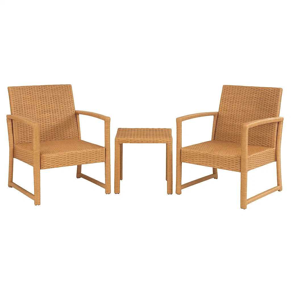3-teiliges Gartenmöbelset aus Rattan, Braun