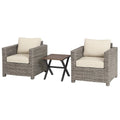 Gartenmöbel-Set aus Geflecht mit 2 Sesseln und Tisch Beige/Grau