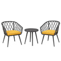3-teiliges Gartenmöbel-Set aus Aluminium und Polyrattan in Grau und Gelb
