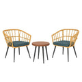 3-teiliges Gartenmöbel-Set Rattan Sessel mit Tisch