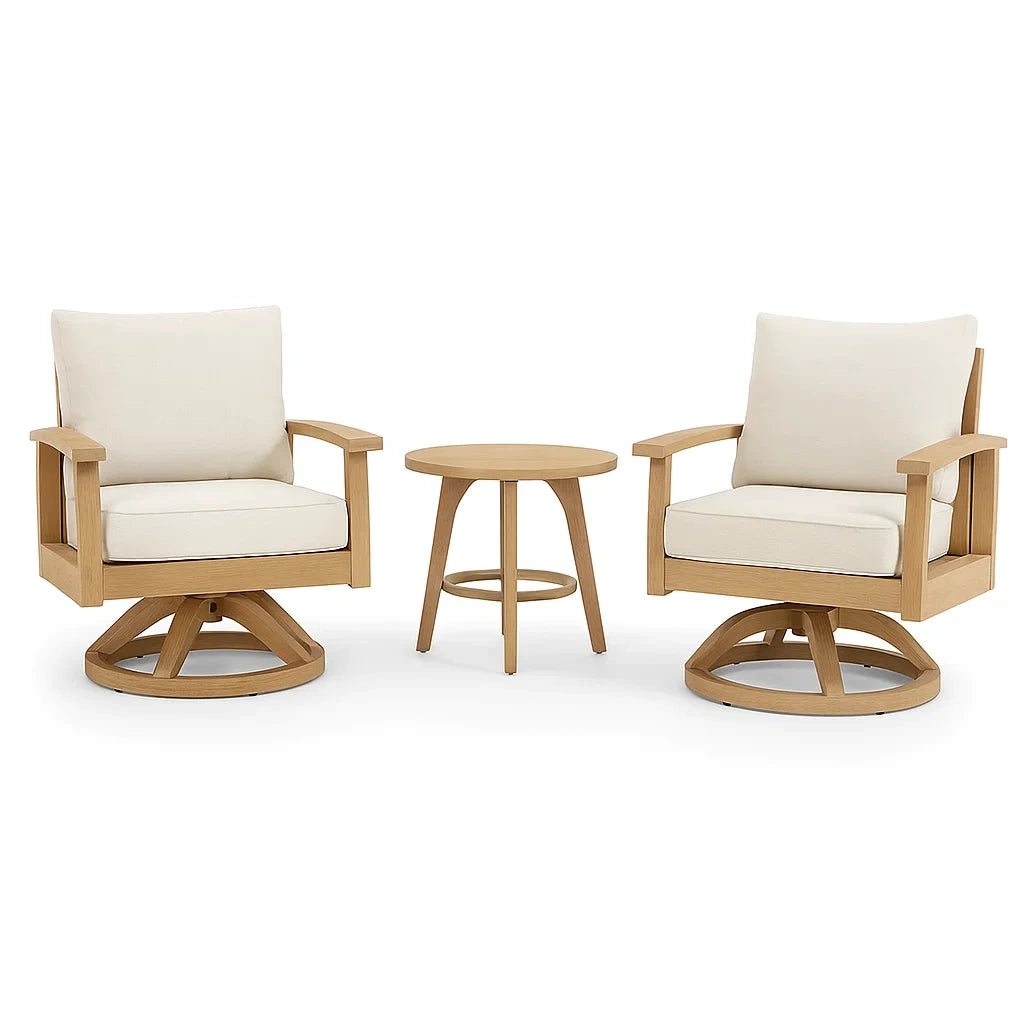 3-teiliges Gartenmöbelset Holz Beige Kissen