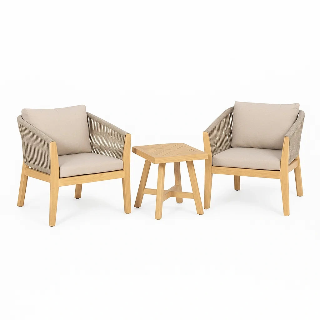 Gartenmöbel-Set aus Akazienholz mit Polyesterkissen
