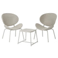 3-teiliges Gartenmöbel Set Polyrattan Cremeweiß Stahl