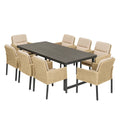 Gartenmöbel Set 8-teilig Rechteckig Metall Tisch + Polyrattan Stühle Beige