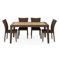 Gartenmöbel-Set 5-teilig Aluminium Rattan Polywood Braun