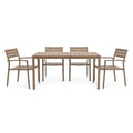 Aluminium Gartenset Braun 5-teilig Rechteckig