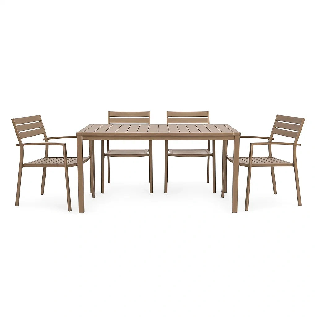 Aluminium Gartenset Braun 5-teilig Rechteckig