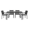 Gartentisch-Set mit 4 Stühlen Aluminium Kunststoff Grau