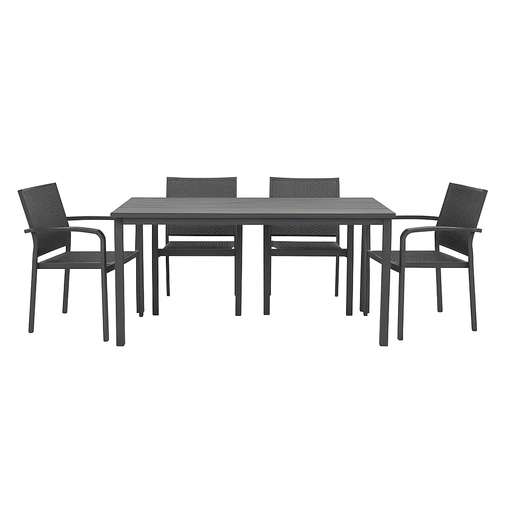 Gartentisch-Set mit 4 Stühlen Aluminium Kunststoff Grau