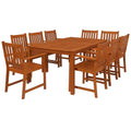 Gartentisch-Set aus Holz 200x100x74 cm mit 8 Stühlen