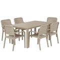 Outdoor Kunststoff Gartenmöbel-Set Tisch und 6 Stühle Beige