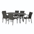 Gartenmöbel-Set aus Rattan, oval, 6 Stühle, Tisch 180 cm x 100 cm x 74 cm, Dunkelgrau