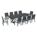 Garten-Essgruppe 11-teilig Aluminium und Polywood Schwarz Weiß