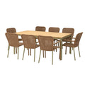 Gartenset Tisch und 8 Stühle Rattan Aluminium Braun/Natur