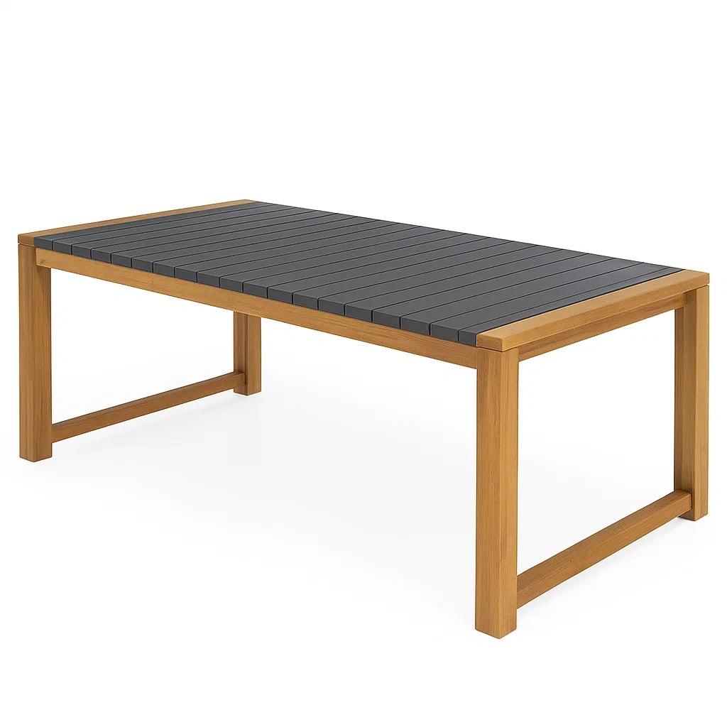 Gartentisch Teakholz Aluminium Dunkelgrau 200x90 cm