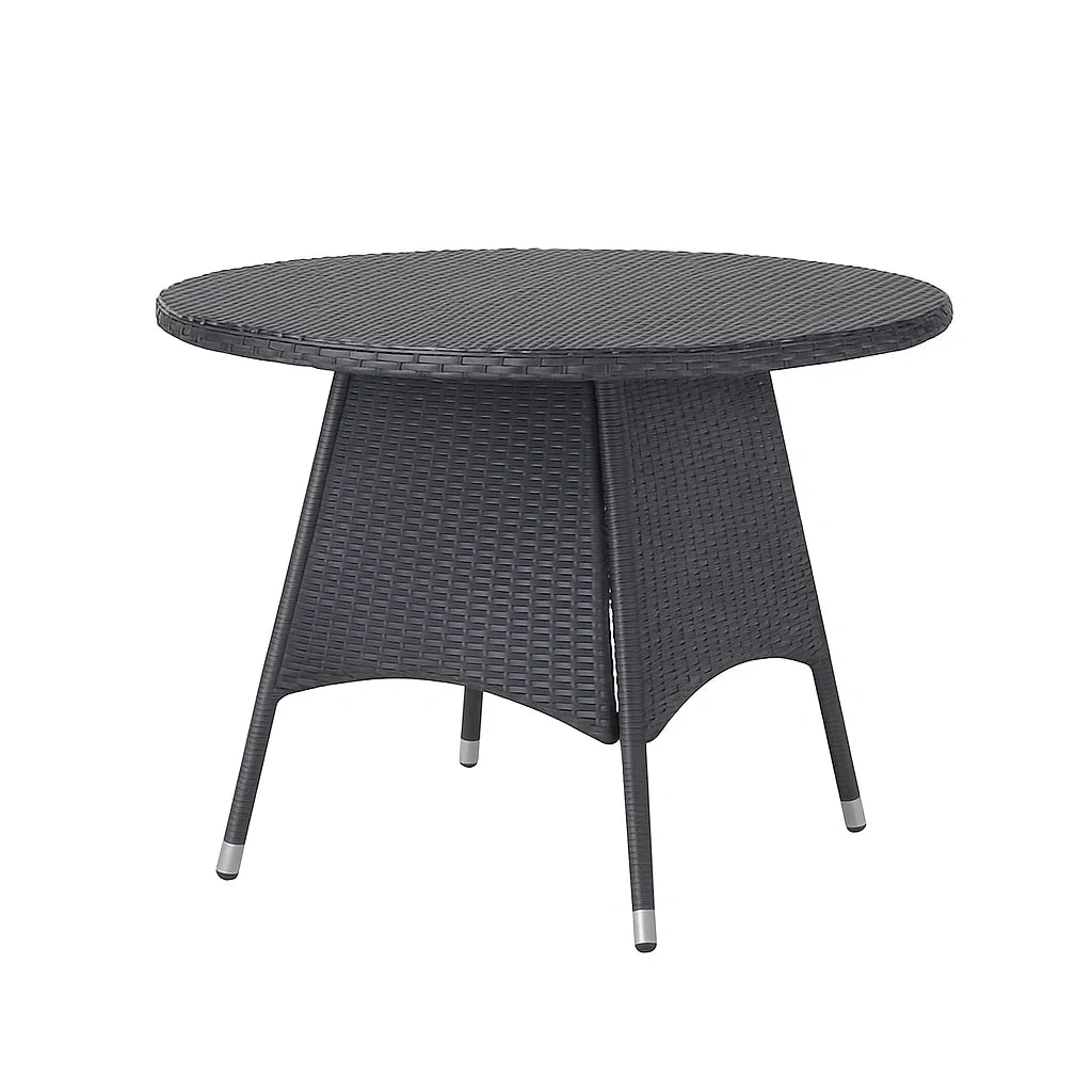 Runder Gartentisch aus Polyethylen-Geflecht, Ø 120 cm, Anthrazit