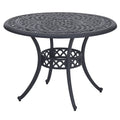 Runder Aluminium-Gartentisch mit filigranem Muster, Schwarz