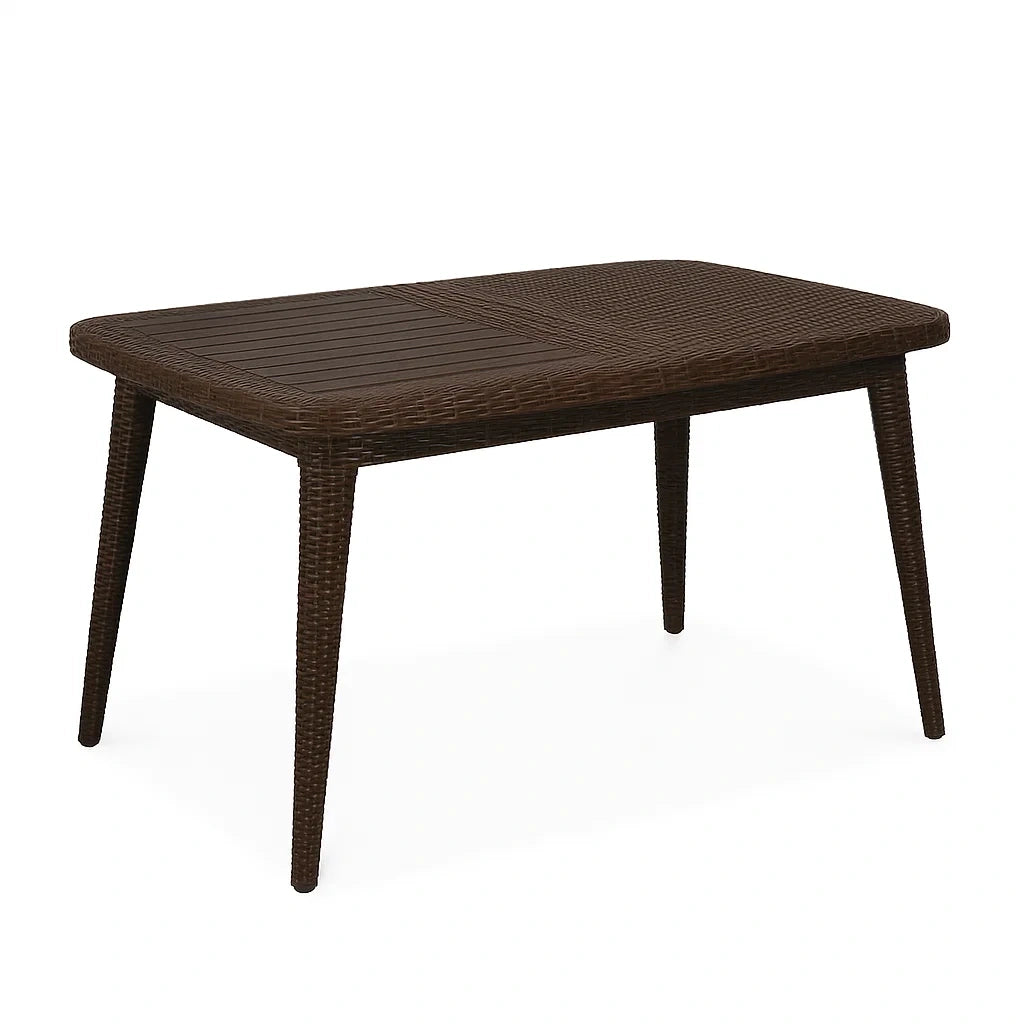 Rechteckiger Tisch aus Poly-Rattan und Stahl Braun 150x90x75 cm