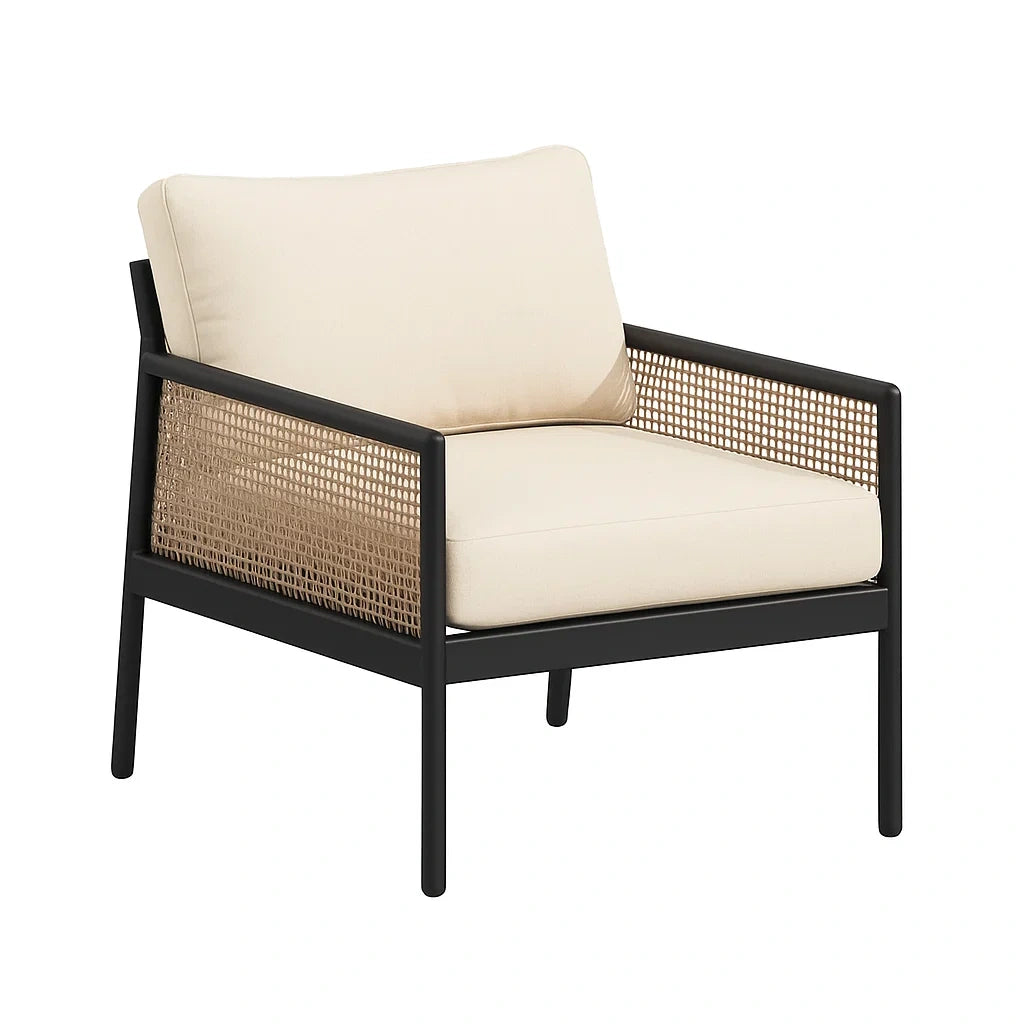 Sessel mit Aluminium, Polyester und Rattan 80 cm
