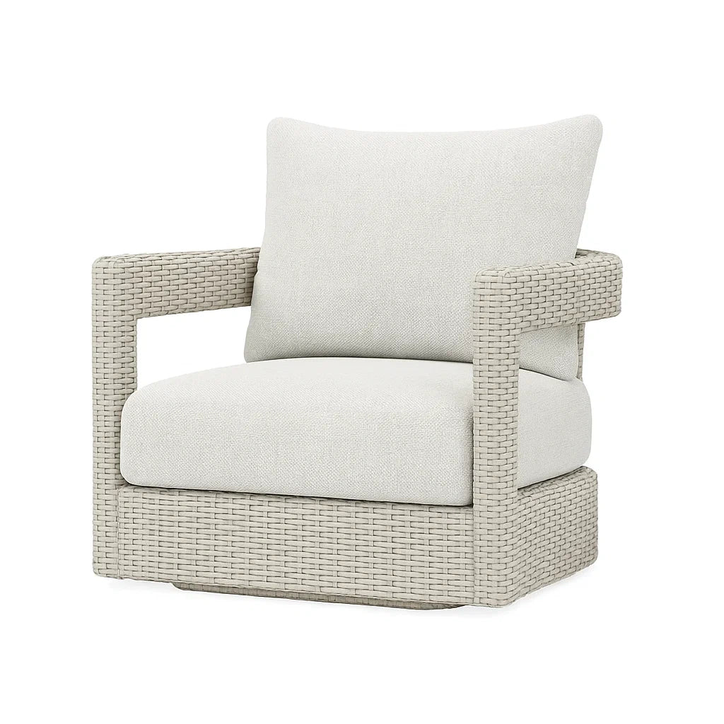 Outdoor-Sessel mit Polyrattan und Polyesterkissen Beige