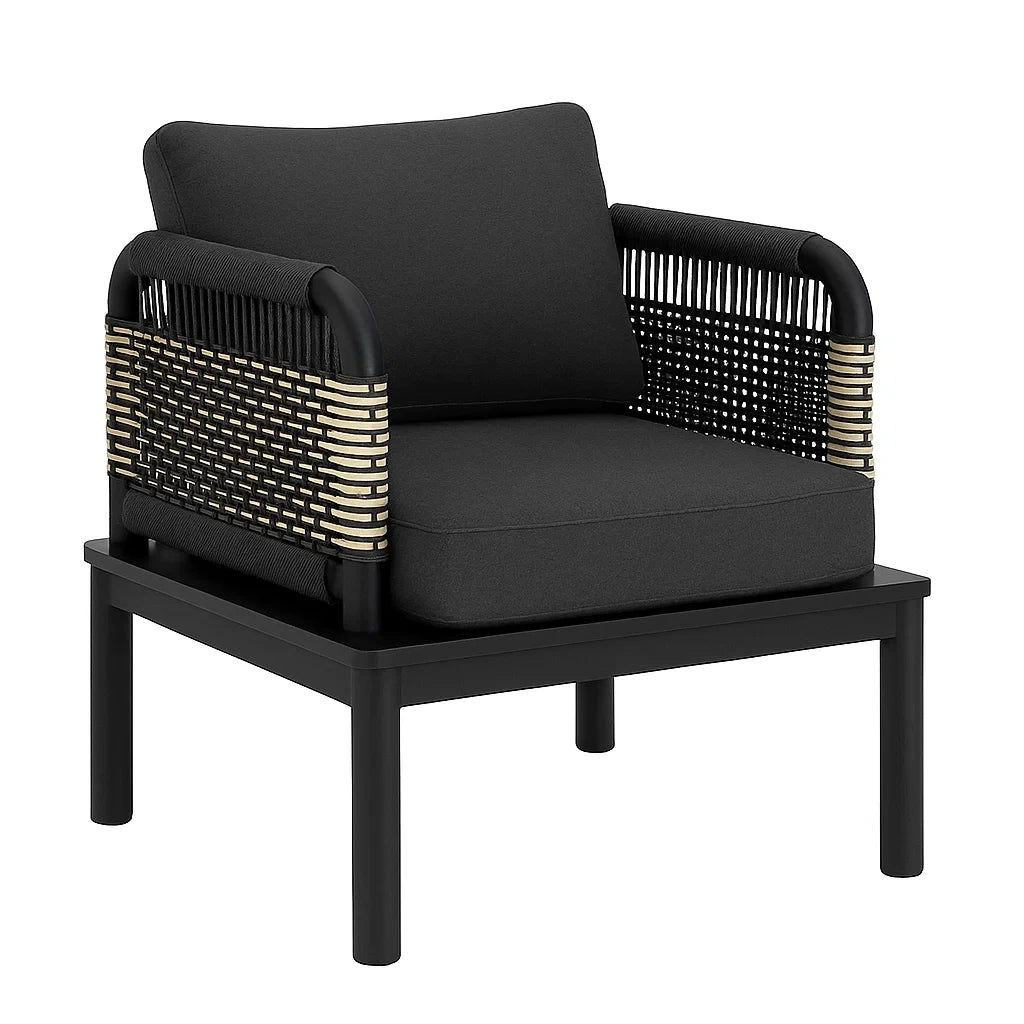 Outdoor-Sessel mit Aluminiumrahmen und Textilene Schwarz