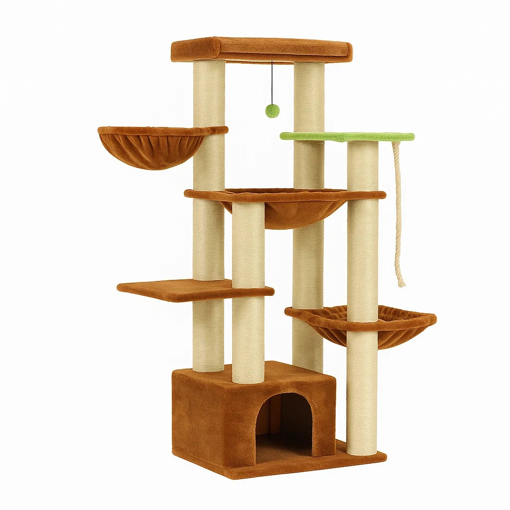 Katzenbaum Sisal MDF Plüsch Beige/Braun