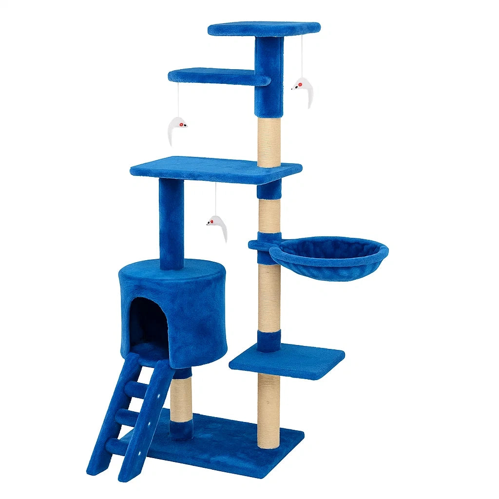 Katzenkratzbaum Plüsch Blau 150 cm