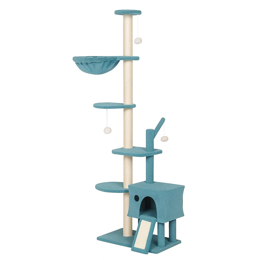 Kratzbaum Hellblau Plüsch MDF Sisal 200 cm