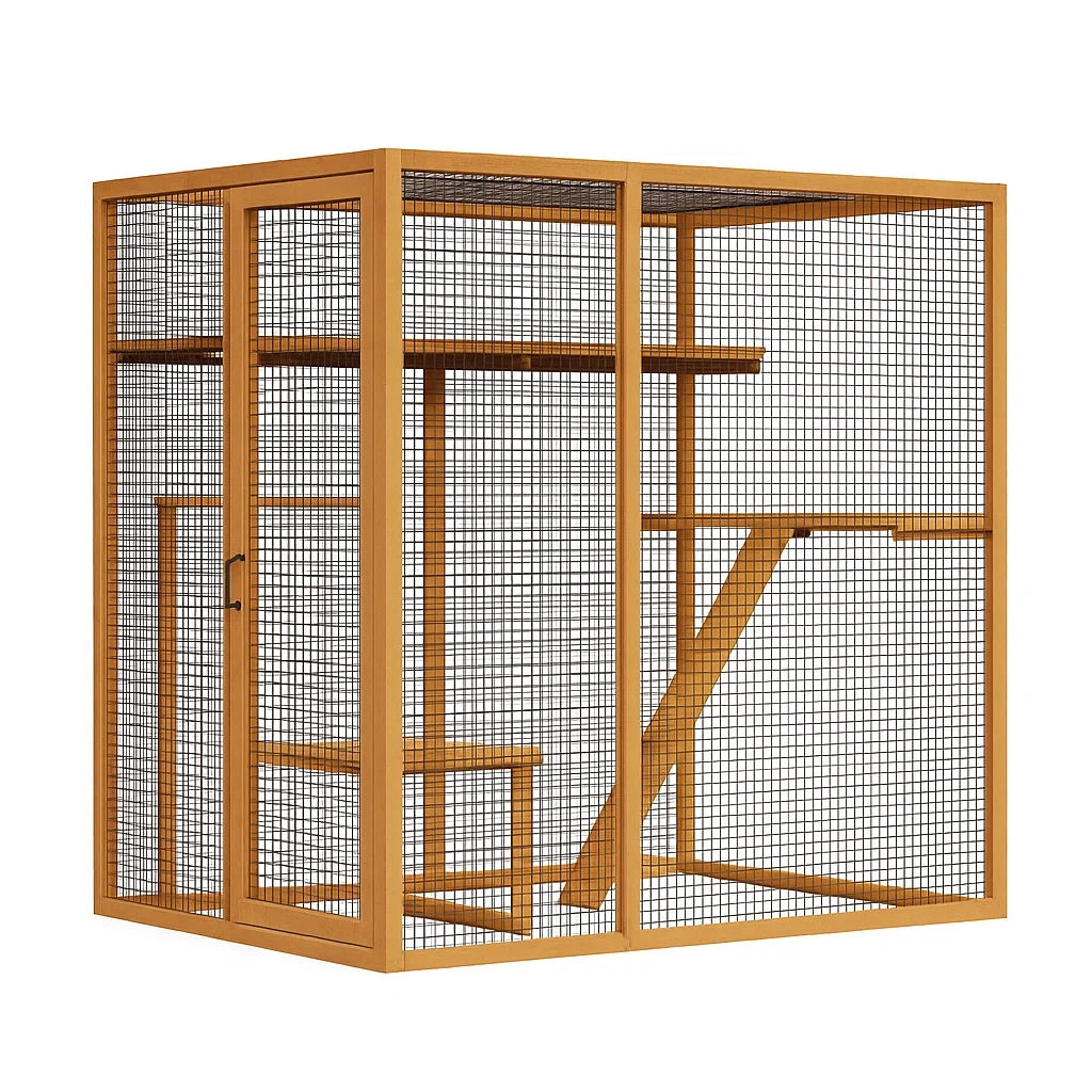 Holzvoliere mit Metallgitter, 200x200x180 cm