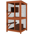 Katzenkäfig aus Holz und Drahtgitter, Braun, 76x64x157 cm