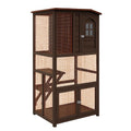 Holz Katzenschrank mit Gitter Braun 180x70x60cm