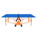 Klappbare Tischtennisplatte aus MDF mit blauem Top und orangenem Stahlrahmen